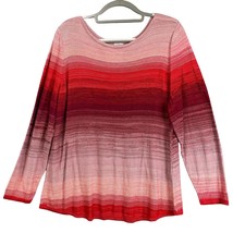 Chicos Sweater Women&#39;s Size 4 US XXL Red Pink Ombre Knit Pullover Casual Cozy - £23.06 GBP