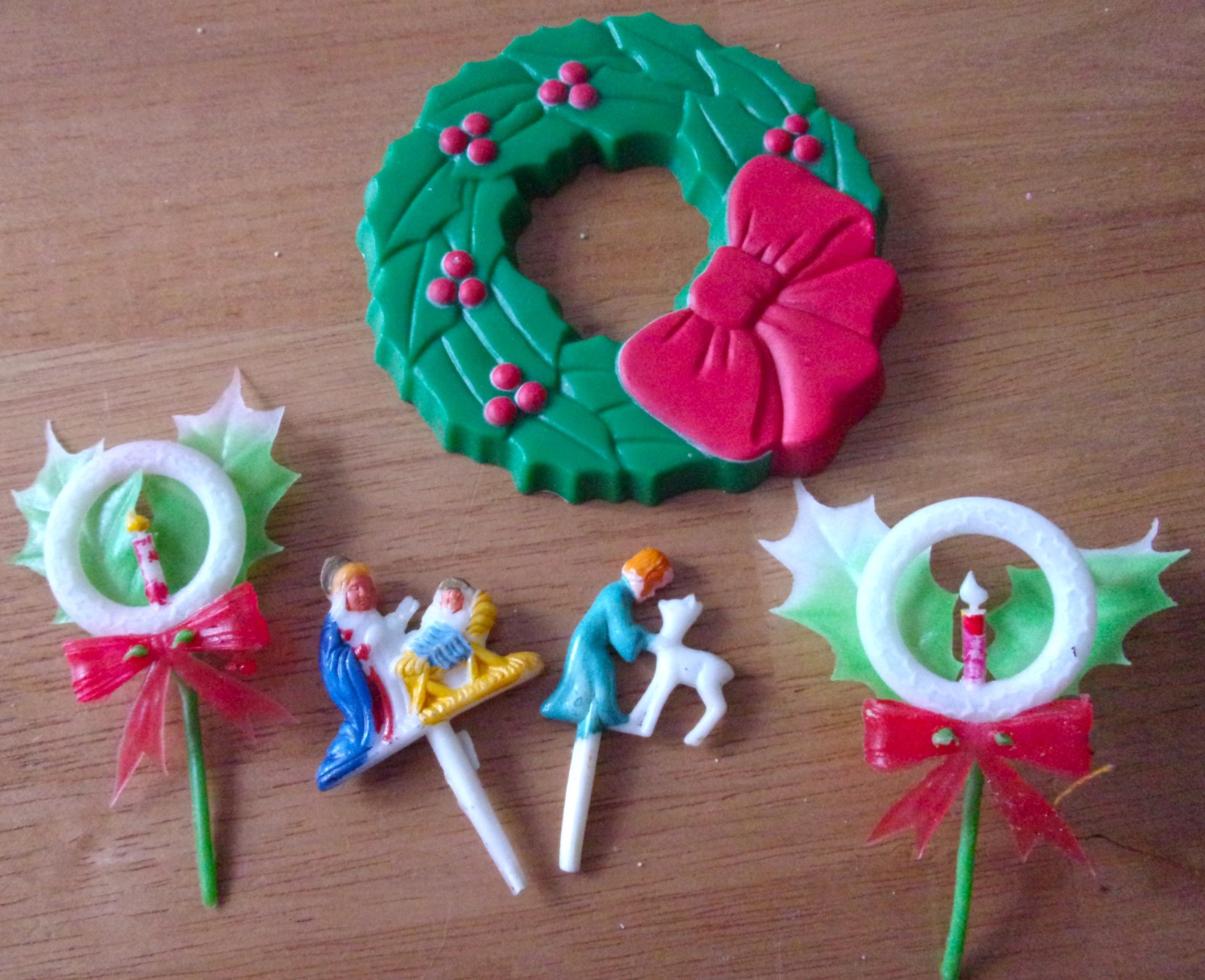 Vintage Assorted Christmas Cake Topper Picks - $3.99