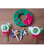 Vintage Assorted Christmas Cake Topper Picks - $3.99