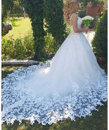 White Wedding Dresses with Appliques Bridal Gown - £184.41 GBP