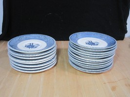 20 Currier &amp; Ives Vintage Dishes Blue White Dessert Saucers Steamboat - £46.72 GBP