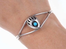 Native American Shadowbox Sterling silver turquoise cuff bracelet - $54.45