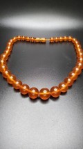 Antique Cognac Amber Graduated Bead Necklace 17.75&quot; 38.4g - $198.00