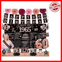 Elegant 21-Piece 60th Birthday Decorations in Rose Gold - &#39;Back in 1965&#39;... - $669.77 MXN
