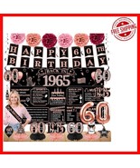 Elegant 21-Piece 60th Birthday Decorations in Rose Gold - &#39;Back in 1965&#39;... - $49.57 CAD