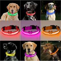 LED Flashing Pet Collar Glowing Dog Collar Safety Walking Pet USB Rechargeable - £10.12 GBP+