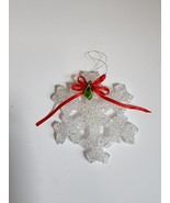 Snowflake Christmas Ornament Snow Flake Holiday Clear Plastic 4&quot; by 4&quot; - £3.92 GBP