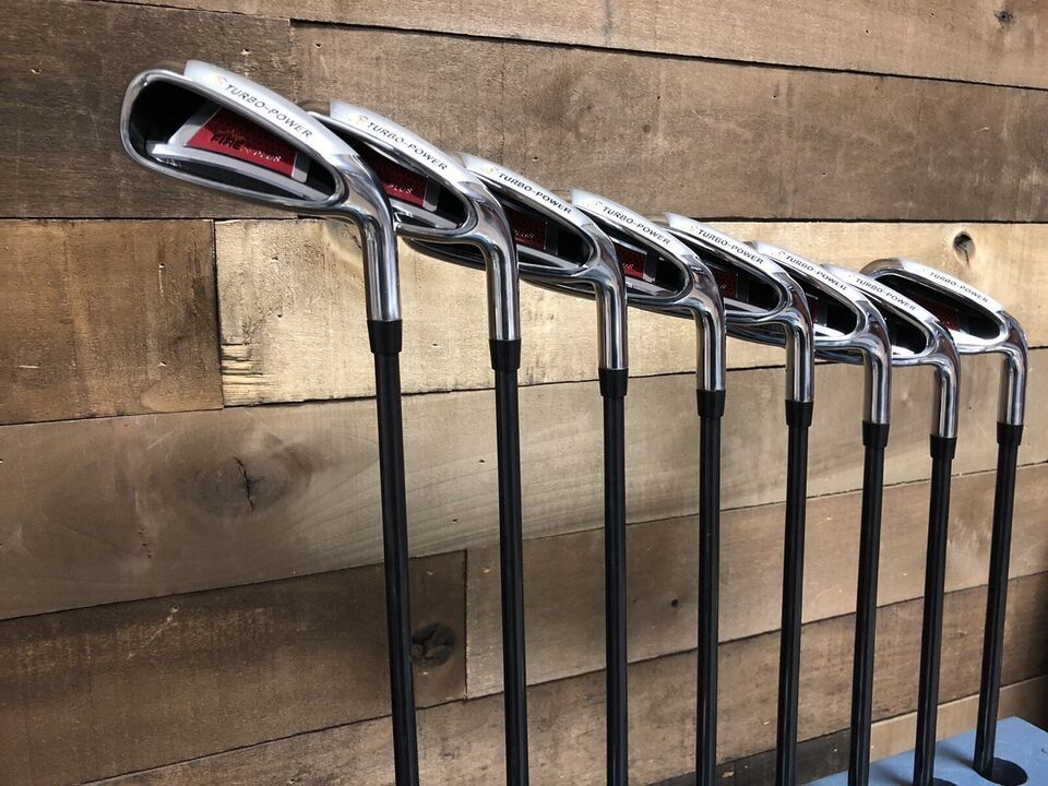 USED RH Turbo Power Fire 09  +1&quot; Over Stnd Iron Set #3-PW Senior Flex 52... - $186.19