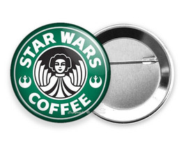 Star Wars Princess Lea Starbucks Coffe Funny Joke Pinback Pin Button Gift Idea - £10.95 GBP+