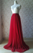 RED Tulle Maxi Skirt Women Custom Plus Size Tulle Skirt Bridesmaid Skirt Outfit image 3