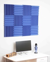 2&quot; Blue Acoustic Wedge Soundproofing Studio Foam Tiles 12 Pack - £23.52 GBP