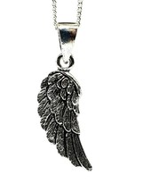 925 Silver Angel Wing Pendant Necklace Guardian Spiritual 16 or 18&quot; Curb... - $14.85+