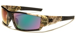 NEW CAMOUFLAGE MENS SHIELD MAR WRAP GREEN CAMO SUNGLASSES MIRROR LENS 8X... - £11.17 GBP