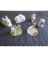 6 Vintage CHINA MINIATURE FIGURINES - Terrier, Bunnies, Cats - Items Listed - £7.85 GBP