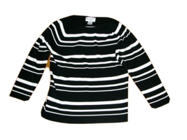 Pendleton Women&#39;s Black White Striped Sweater Pullover Knit Size Petite Medium - £7.89 GBP
