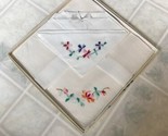 Two Vintage Cheerful Embroidered Floral Handkerchiefs New In Original Box - £12.02 GBP