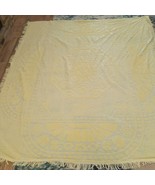 Vintage Chenille Bedspread FULL Blanket Yellow Daisy Flowers geometric F... - $75.00