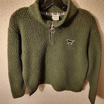 Victoria&#39;s Secret Sweater Women&#39;s Size XS Green Sherpa 1/4 Zipper Long Sleeve - £16.34 GBP