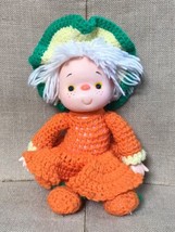 Vintage Strawberry Shortcake Friend Crochet Hard Face Doll Orange Dress AS IS - $7.43