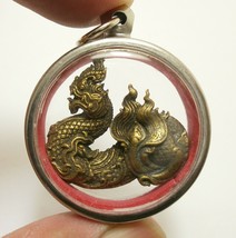 Phaya Naga Locket Nak Snake Brass Pendant Thai Craft Blessed Amulet Lucky Charm - £34.39 GBP