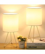 Table Lamp Set Of 2 Modern Bedside Nightstand Reading Brass White Shade ... - £27.61 GBP