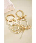 Gold Pearl Beaded Bow Design Bracelet Set - $3.93