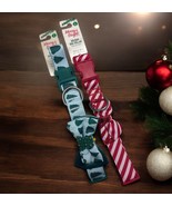 Lot Of 2 Merry &amp; Bright Adjustable Large L Christmas Red Green Dog Sripe... - $29.86 CAD