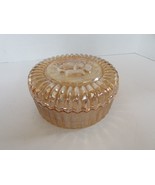 Jeanette Glass Marigold Lustre Covered Power Puff Dish Rose Cover Sawtoo... - £13.20 GBP