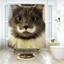 Cute Cat 04 Shower Curtain Bath Mat Bathroom Waterproof Decorative - £17.97 GBP+