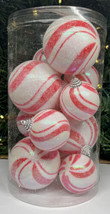 Lot of 12 Peppermint Striped Christmas Ornaments Ball Christmas Candy Land NIP - £14.29 GBP