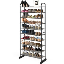 10-Tier Shoe Rack Metal Frame Organizer Shoe Tower Small Room - £80.01 GBP