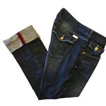 Carhartt Crop Jeans Womens 10 Dark Blue Curvy Fit Straight Leg Cuffed WB048 - £16.93 GBP