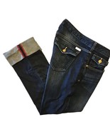 Carhartt Crop Jeans Womens 10 Dark Blue Curvy Fit Straight Leg Cuffed WB048 - £16.96 GBP