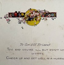 Get Well Ill Friend Bluebird Greeting Victorian Card Postcard 1900s PCBG11B - £15.71 GBP