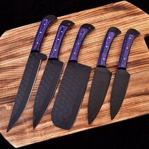 D2 Steel Handmade CHEF KNIVES KITCHEN knife set hammer pattern full tang... - $88.21