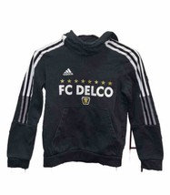 Adidas Boys M 10/12 Black Hoodie Graphic Sweatshirt Pullover Long Sleeve - £7.90 GBP