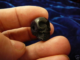 #HH-15  HUMAN SKULL side drilled jewelry Blue Goldstone bead PENDANT - £9.42 GBP