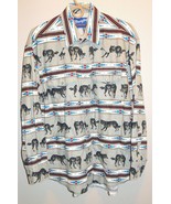 Vintage Wrangler 90s Southwest Rodeo Western Shirt Wolf Aztec Print L - £57.77 GBP