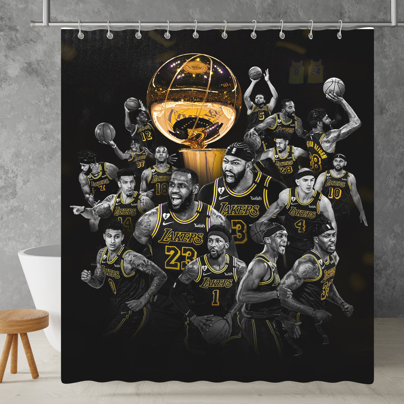 New!!! Los Angeles Lakers Custom Waterproof Polyester Shower Curtain 4 Size Item image 10