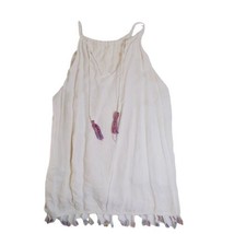 Paper Crane Women’s Ivory Halter Sleeveless Top Tassel Size Medium - £14.69 GBP