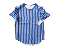 NWT Equipment Riley in Amp Blue Stripe White Contrast Back Relaxed Silk ... - $44.00