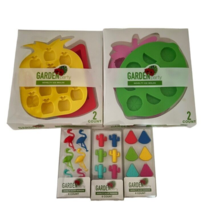 Garden Party Novelty Ice Molds 2 Set Novelty Glass Markers 3 Set New in Package - £18.01 GBP