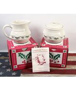 Vintage Longaberger Pottery Traditional Holly Sugar Bowl Creamer Set 315... - €34,06 EUR