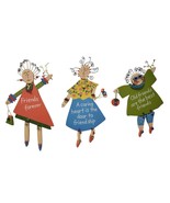 3 Whimsical Wooden Girl Friends Forever BFF Wall Plaques Hangings Roomates - £18.30 GBP