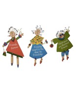 3 Whimsical Wooden Girl Friends Forever BFF Wall Plaques Hangings Roomates - $32.01 CAD