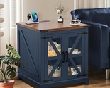 Farmhouse End Table With Charging Station, 24&quot; Large Sofa Side Table Wit... - $296.99