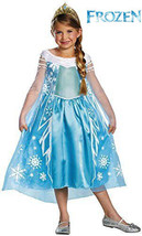 Disney Frozen Elsa Costume Medium 7/8 Girls Deluxe Halloween Dress Up Blue - $24.74
