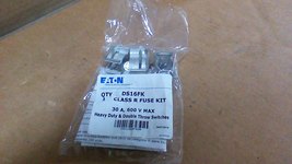 (NEW) EATON DS16FK CLASS R FUSE KIT /30AMP 600VAC MAX HVY DTY &amp; DBL THRO... - £7.52 GBP