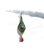 Sterling LAVALIER GUILLOCHE Enamel Red Stones and Seed Pearls Art Nouveau - £59.57 GBP