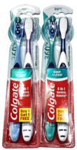 2 Pack Colgate 2 Soft Toothbrushes Deep Clean 4-in-1 Bacteria Removal - $21.99